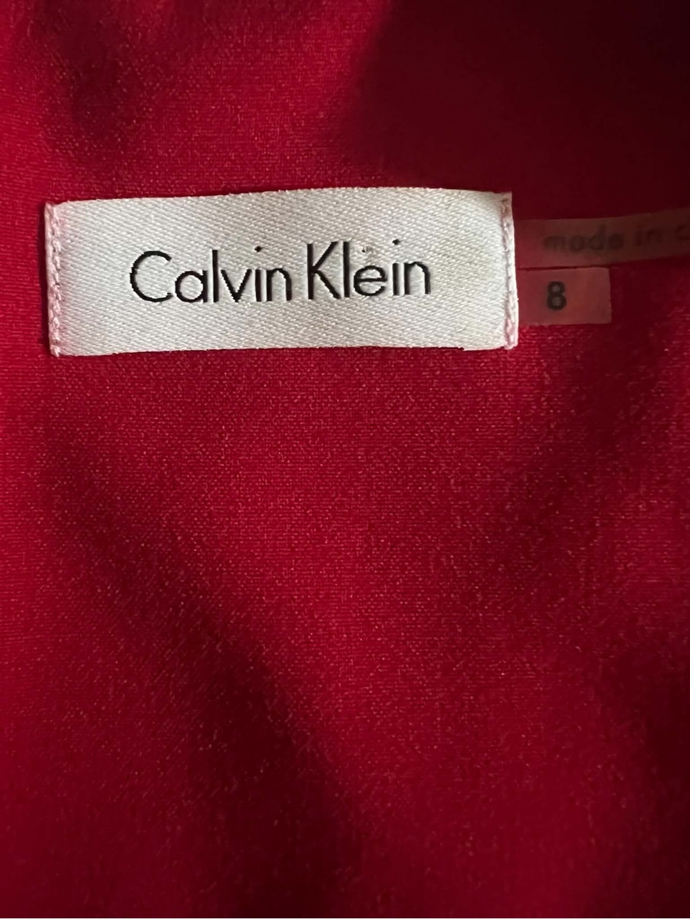 Calvin Klein Size 8 Red Layered Pleat Sheath Dress Sleeveless Career Cocktail - Picture 6 of 6